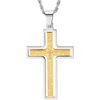 Amazon Essentials Men’s Stainless Steel and Gold-Plated Spinner Cross Pendant Necklace(Two Tone)