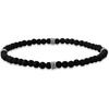 Amazon Essentials Men’s Sterling Silver Small Bead Stretch Bracelet(Black Lava)