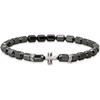 Amazon Essentials Men’s Sterling Silver Small Bead Stretch Bracelet(Cross Hematitle)