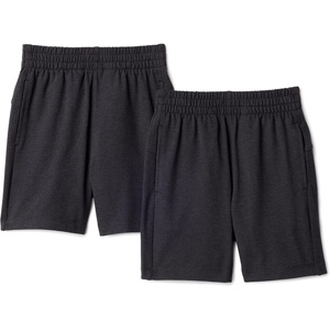 Amazon Essentials Boys’ Supersoft Performance Knit Regular Fit Athletic Shorts(Space Dye Black / Space Dye Black)