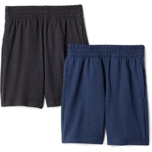Amazon Essentials Boys’ Supersoft Performance Knit Regular Fit Athletic Shorts(Space Dye Navy / Space Dye Black)