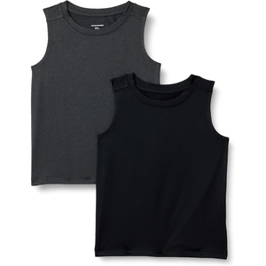 Amazon Essentials Boys’ Tech Stretch Moisture-Wicking Quick Dry Tank Top, Multipack(Black/Heather Graphite)
