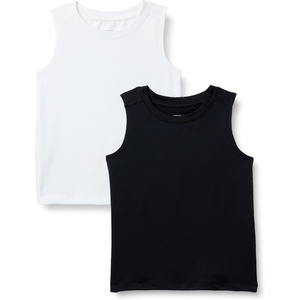 Amazon Essentials Boys’ Tech Stretch Moisture-Wicking Quick Dry Tank Top, Multipack(White/Black)