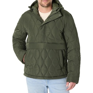 Amazon Essentials Mens Anorak Hooded Quarter-Zip Puffer Coat(Dark Olive)