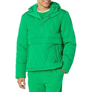 Amazon Essentials Mens Anorak Hooded Quarter-Zip Puffer Coat(Green)