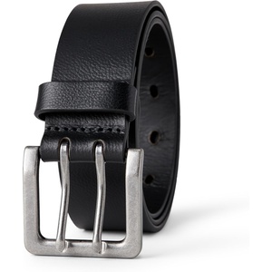 Amazon Essentials Men’s Double Prong Leather Belt(Black)