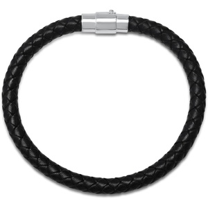 Amazon Essentials Men’s Leather Sterling Silver Bracelet(Brown)