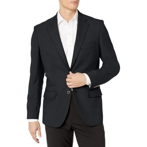 Amazon Essentials Men’s Long-Sleeve Classic Button-Front Stretch Blazer(Black)