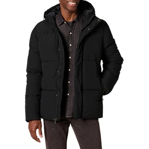Amazon Essentials Mens Mid-Length Hooded Puffer Coat (Available in Big & Tall)(Black)