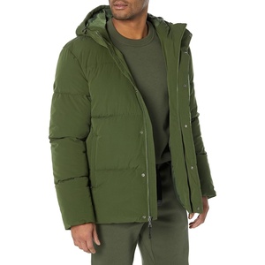 Amazon Essentials Mens Mid-Length Hooded Puffer Coat (Available in Big & Tall)(Dark Olive)