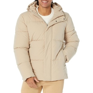 Amazon Essentials Mens Mid-Length Hooded Puffer Coat (Available in Big & Tall)(Tan)