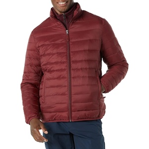 Amazon Essentials Men’s Packable Lightweight Water-Resistant Puffer Jacket (Available in Big & Tall)(Deep Red)
