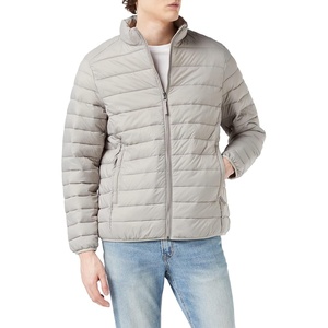 Amazon Essentials Men’s Packable Lightweight Water-Resistant Puffer Jacket (Available in Big & Tall)(Light Grey)
