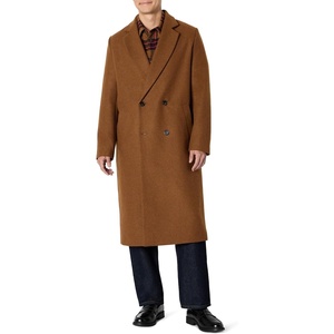 Amazon Essentials Men’s Relaxed-Fit Double Breasted Wool Blend Longline Topcoat with Classic Lapel(Caramel Heather)