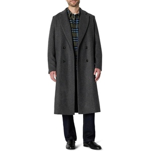 Amazon Essentials Men’s Relaxed-Fit Double Breasted Wool Blend Longline Topcoat with Classic Lapel(Charcoal Heather)