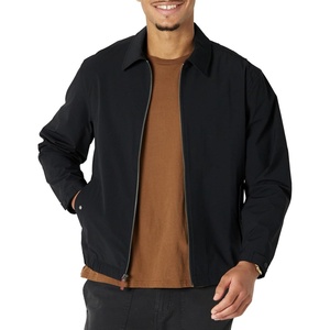 Amazon Essentials Men’s Relaxed-Fit Lightweight Stretch Zip-Up Bomber Jacket(Black)