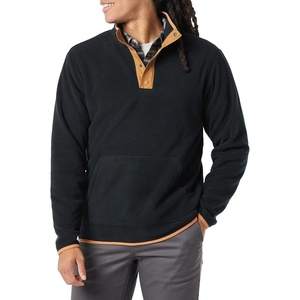 Amazon Essentials Men’s Snap-Front Pullover Polar Fleece Jacket(Black Camel Color Block)