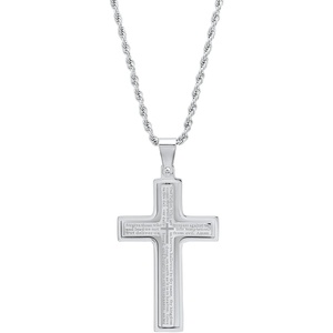 Amazon Essentials Men’s Stainless Steel and Gold-Plated Spinner Cross Pendant Necklace(Silver)