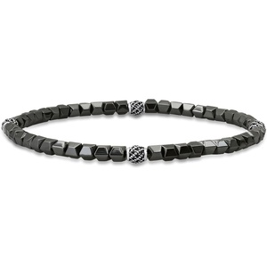 Amazon Essentials Men’s Sterling Silver Small Bead Stretch Bracelet(Hematite)