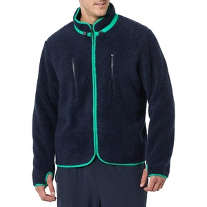Amazon Essentials Mens Teddy Fleece Full-Zip Mock Neck Jacket with Chest Pockets(Dark Navy)