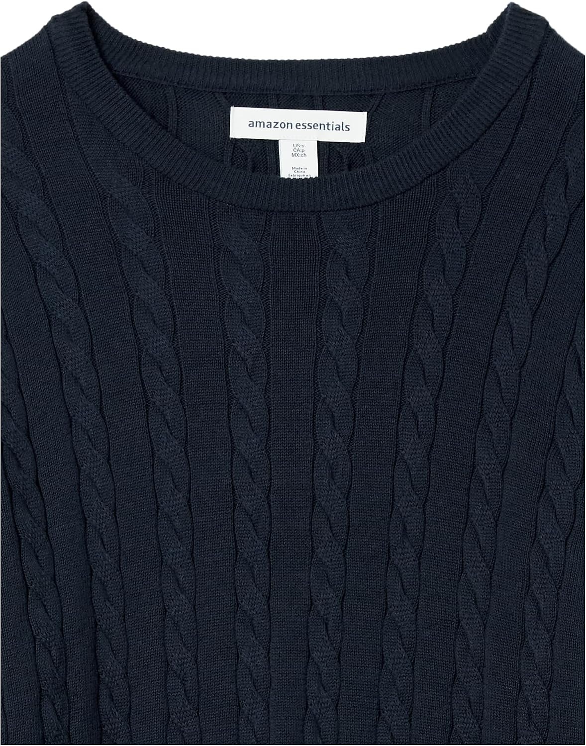 image:imageAmazon Essentials Mens Crewneck Cable Cotton Pullover SweaterNavy