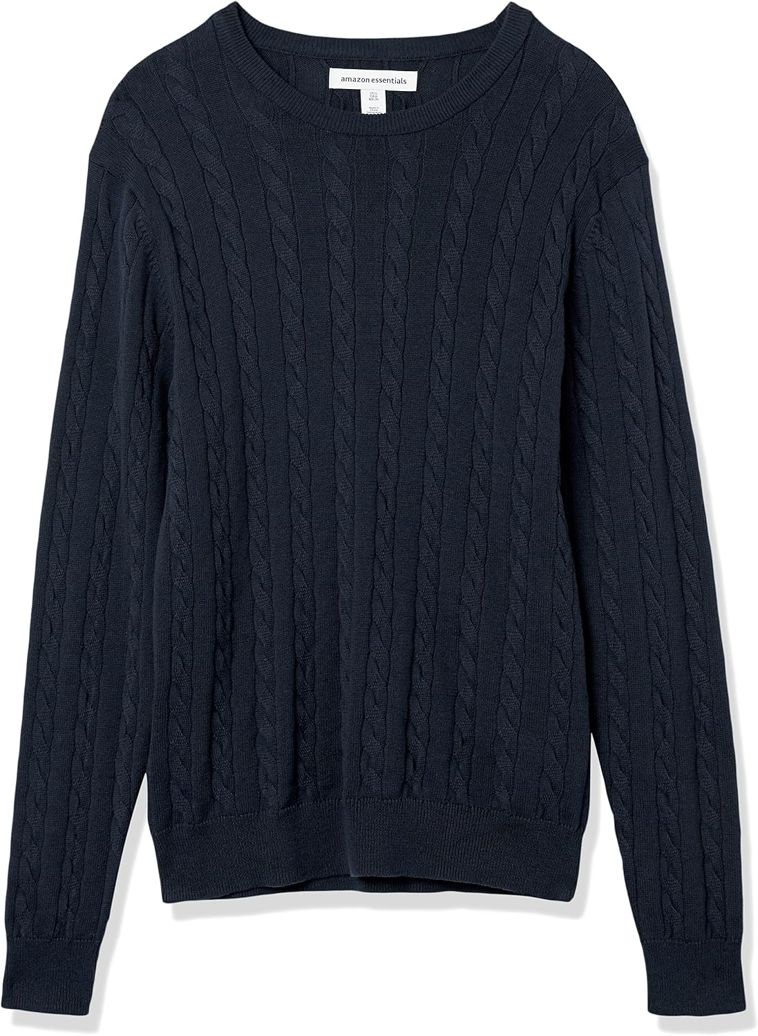 image:imageAmazon Essentials Mens Crewneck Cable Cotton Pullover SweaterNavy