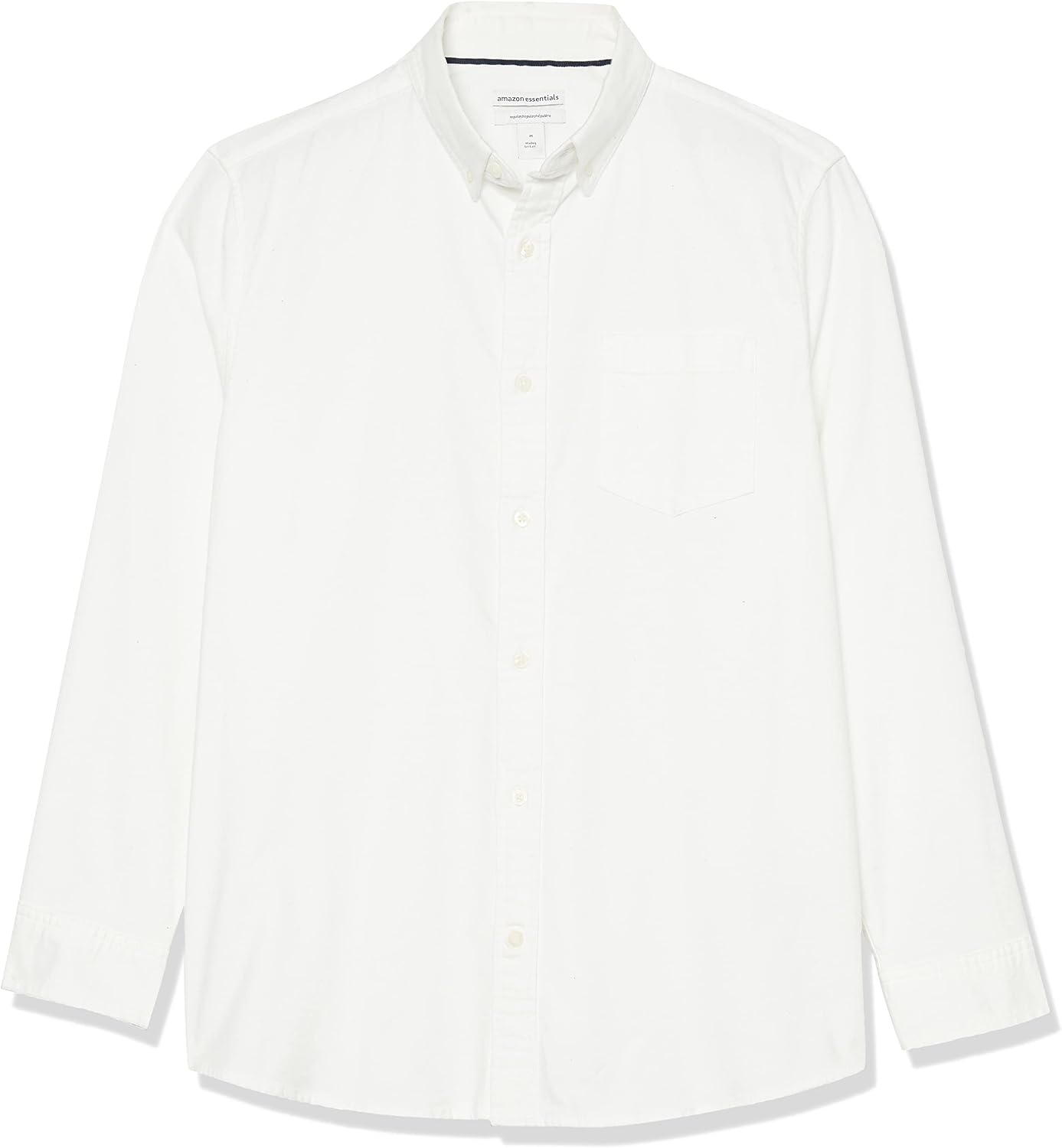 image:imageAmazon Essentials Mens Long Sleeve Shirt RegularFit Pocket Stretch Oxford Available in Big amp TallWhite