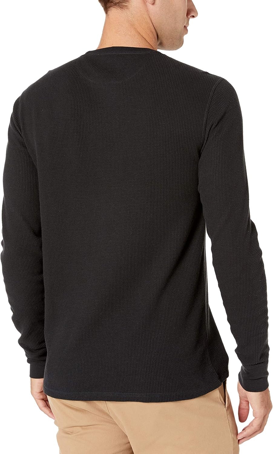 image:imageAmazon Essentials Mens Long Sleeve SlimFit Waffle Thermal Shirt with Ribbed TrimBlack