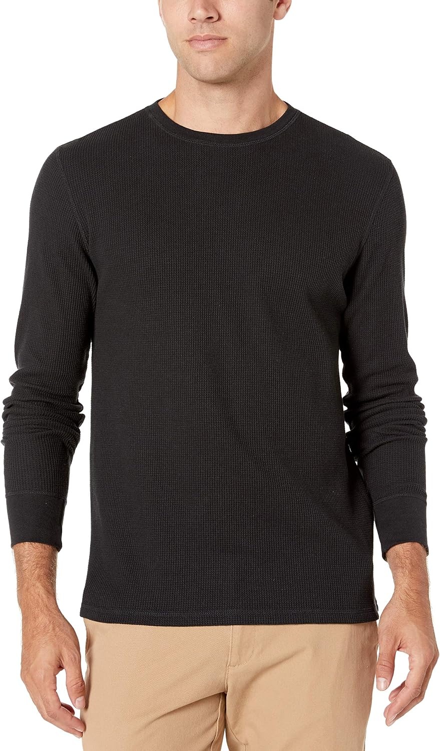 image:imageAmazon Essentials Mens Long Sleeve SlimFit Waffle Thermal Shirt with Ribbed TrimBlack