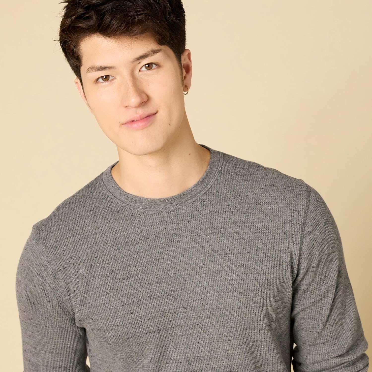image:imageAmazon Essentials Mens Long Sleeve SlimFit Waffle Thermal Shirt with Ribbed TrimCharcoal