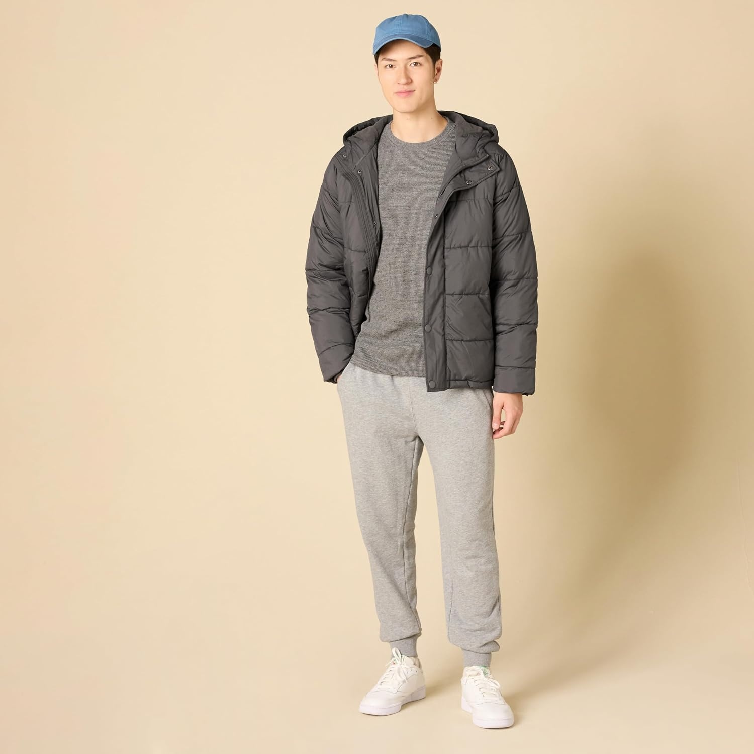 image:imageAmazon Essentials Mens Long Sleeve SlimFit Waffle Thermal Shirt with Ribbed TrimCharcoal