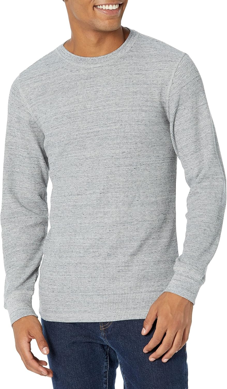 image:imageAmazon Essentials Mens Long Sleeve SlimFit Waffle Thermal Shirt with Ribbed TrimLight Grey Heather