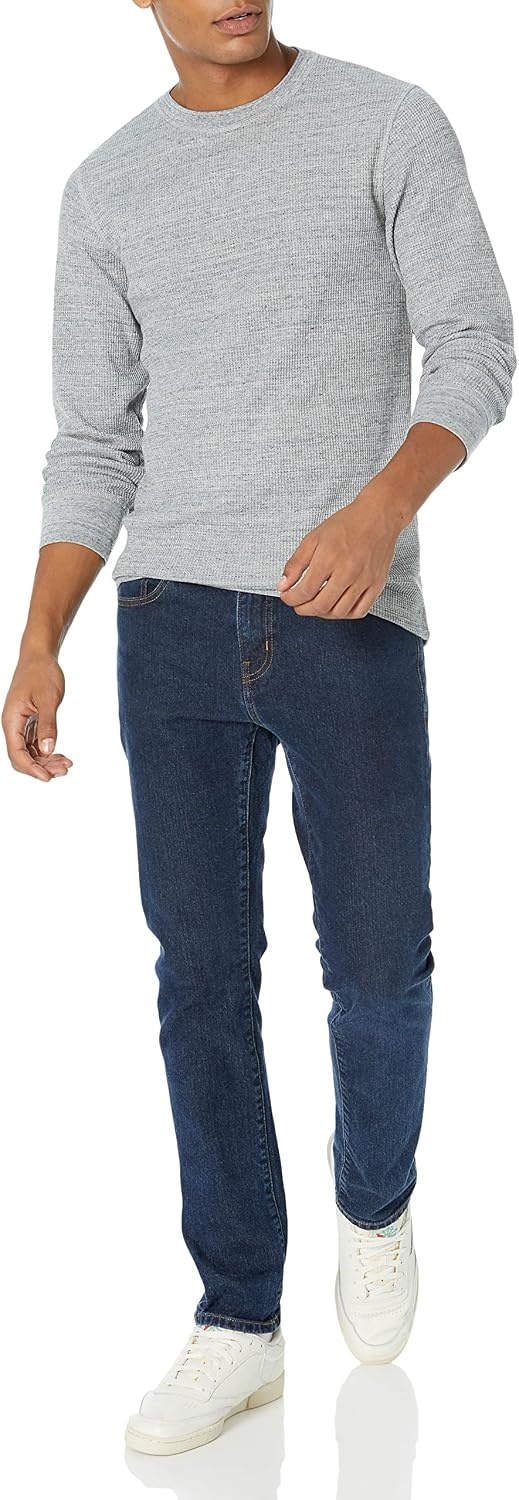 image:imageAmazon Essentials Mens Long Sleeve SlimFit Waffle Thermal Shirt with Ribbed TrimLight Grey Heather