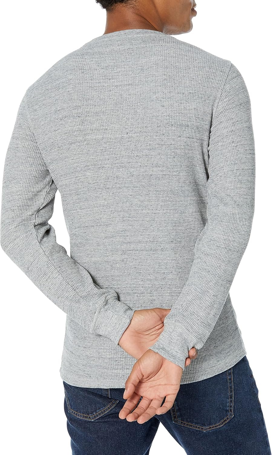 image:imageAmazon Essentials Mens Long Sleeve SlimFit Waffle Thermal Shirt with Ribbed TrimLight Grey Heather