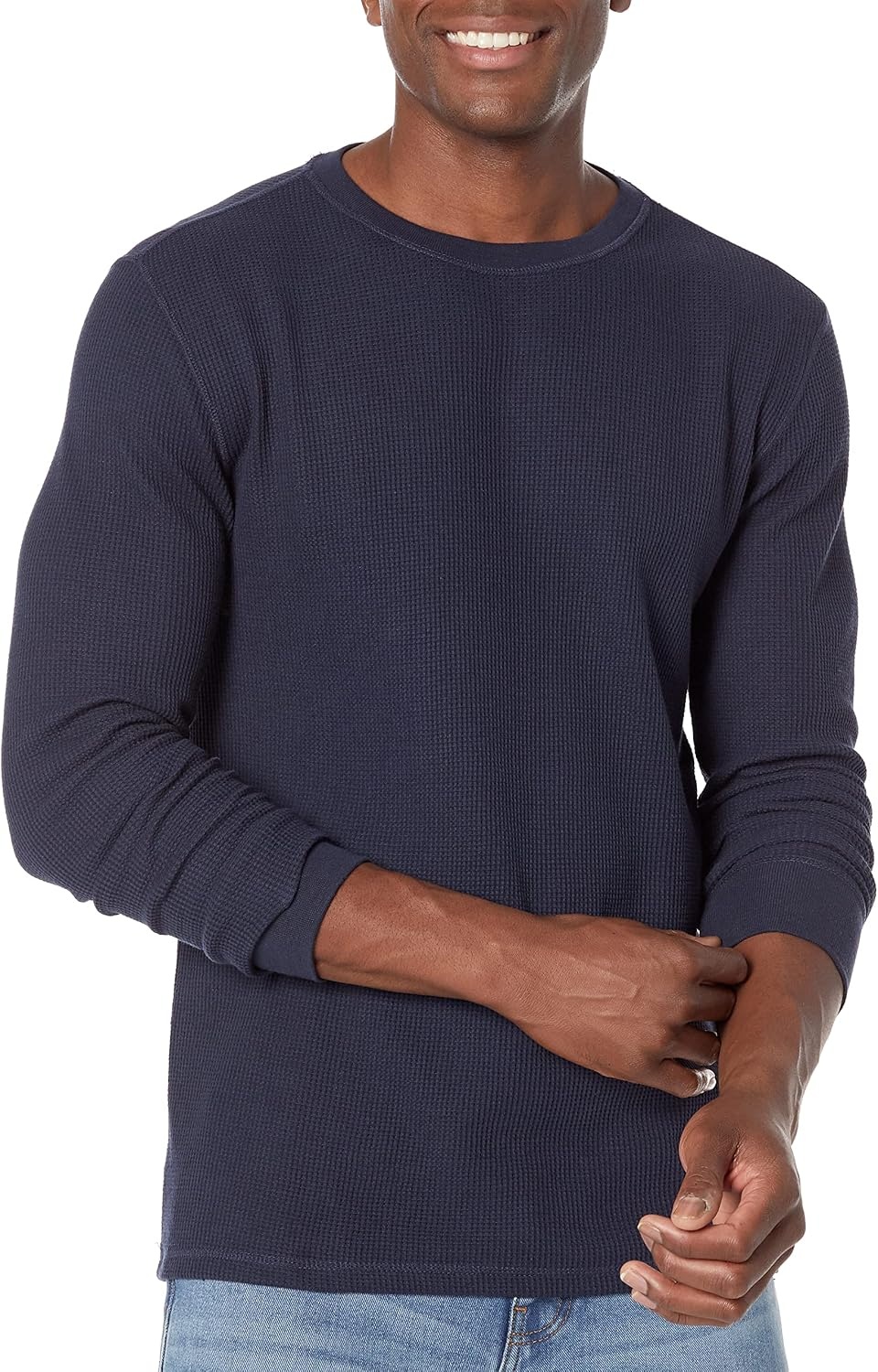 image:imageAmazon Essentials Mens Long Sleeve SlimFit Waffle Thermal Shirt with Ribbed TrimNavy