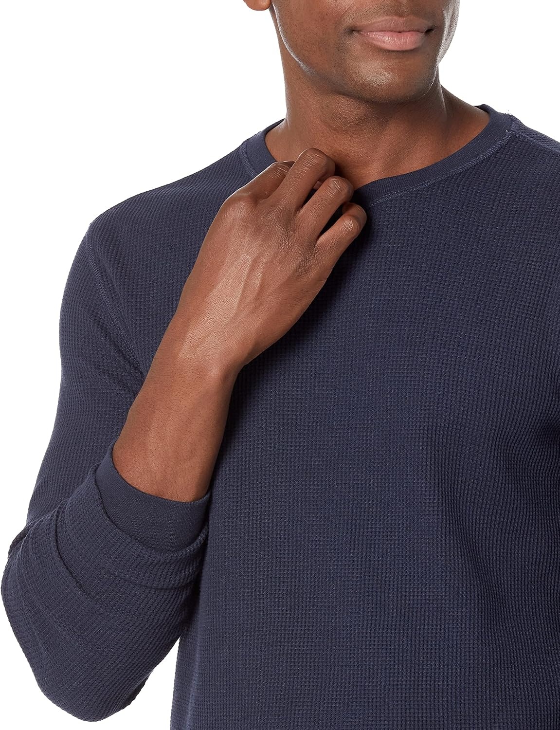 image:imageAmazon Essentials Mens Long Sleeve SlimFit Waffle Thermal Shirt with Ribbed TrimNavy