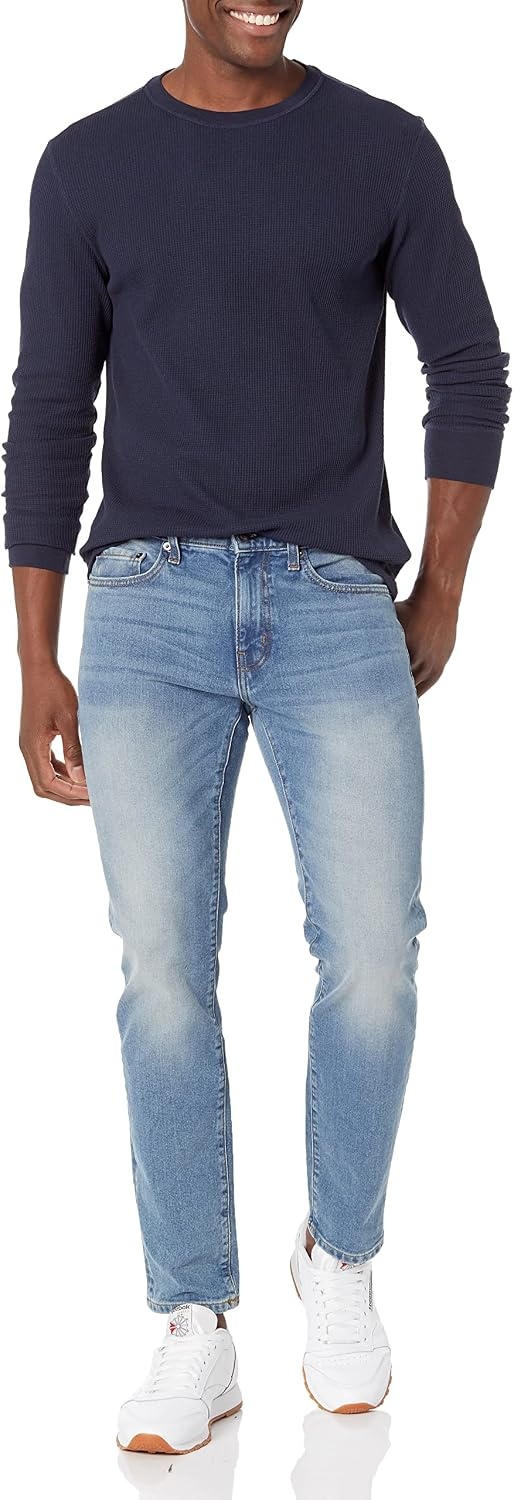 image:imageAmazon Essentials Mens Long Sleeve SlimFit Waffle Thermal Shirt with Ribbed TrimNavy