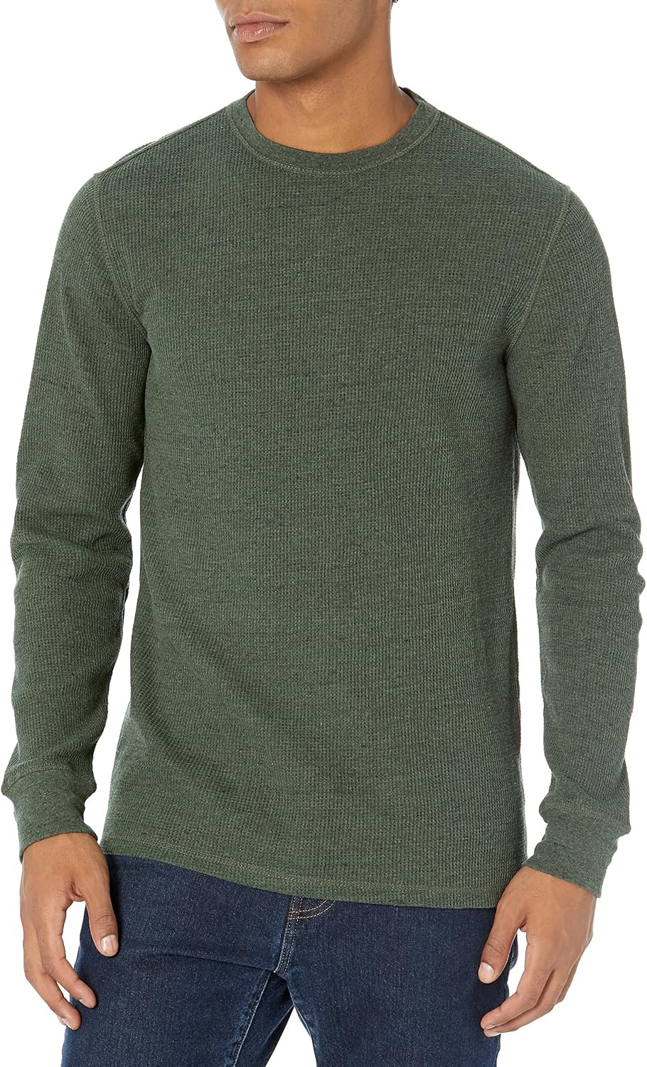 image:imageAmazon Essentials Mens Long Sleeve SlimFit Waffle Thermal Shirt with Ribbed TrimOlive Heather