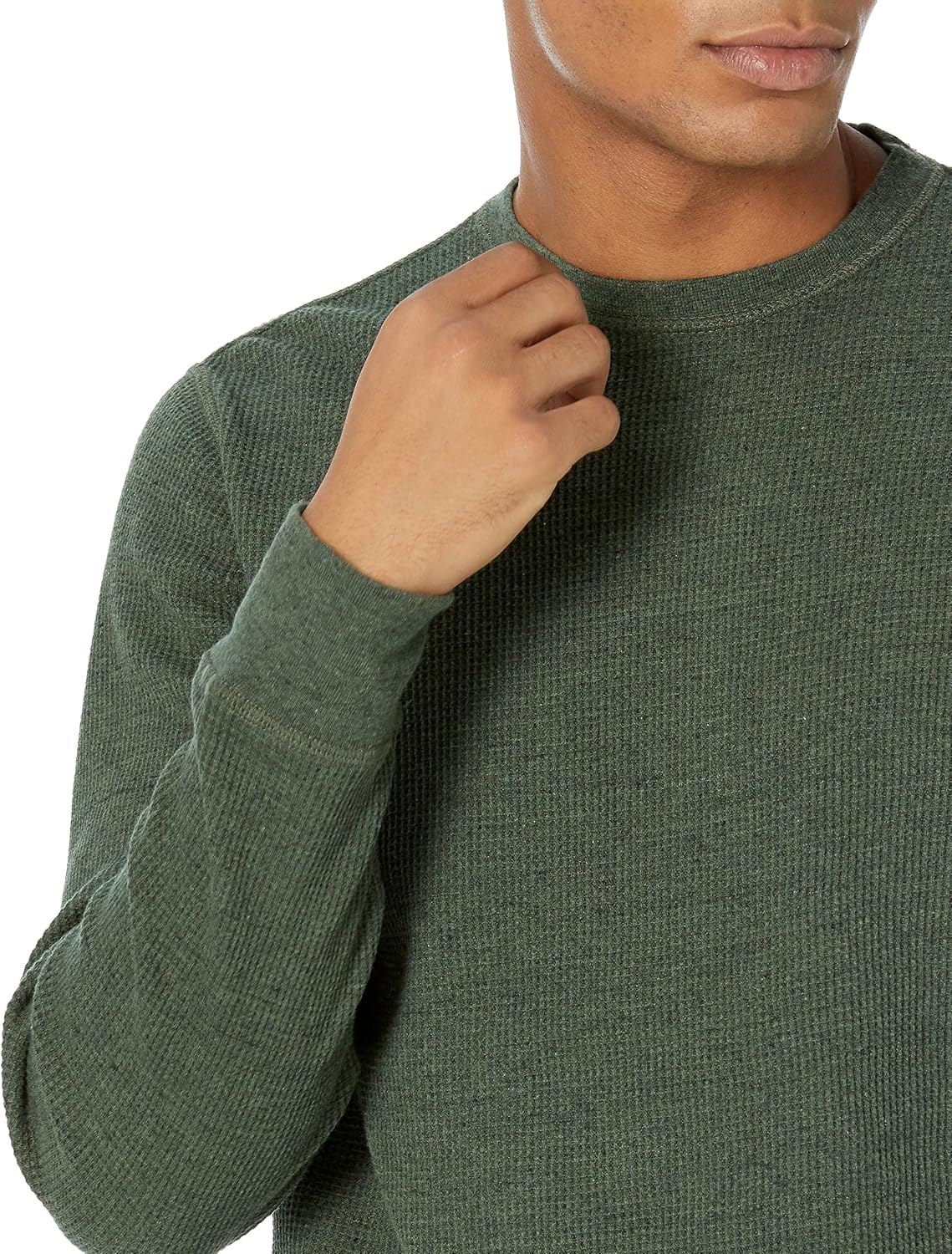 image:imageAmazon Essentials Mens Long Sleeve SlimFit Waffle Thermal Shirt with Ribbed TrimOlive Heather