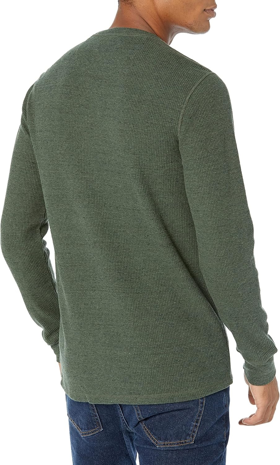 image:imageAmazon Essentials Mens Long Sleeve SlimFit Waffle Thermal Shirt with Ribbed TrimOlive Heather
