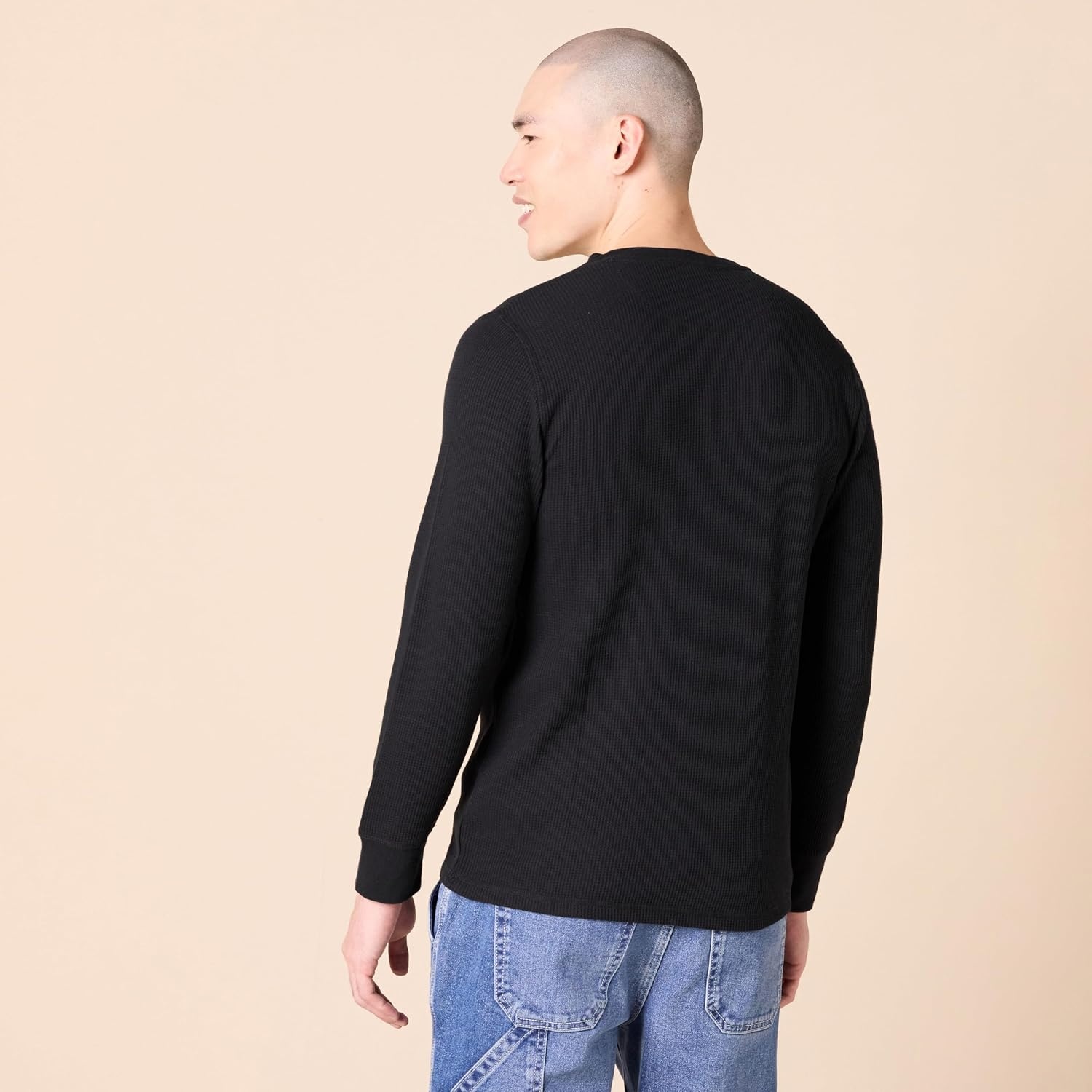 image:imageAmazon Essentials Mens Long Sleeve Waffle Henley ShirtBlack