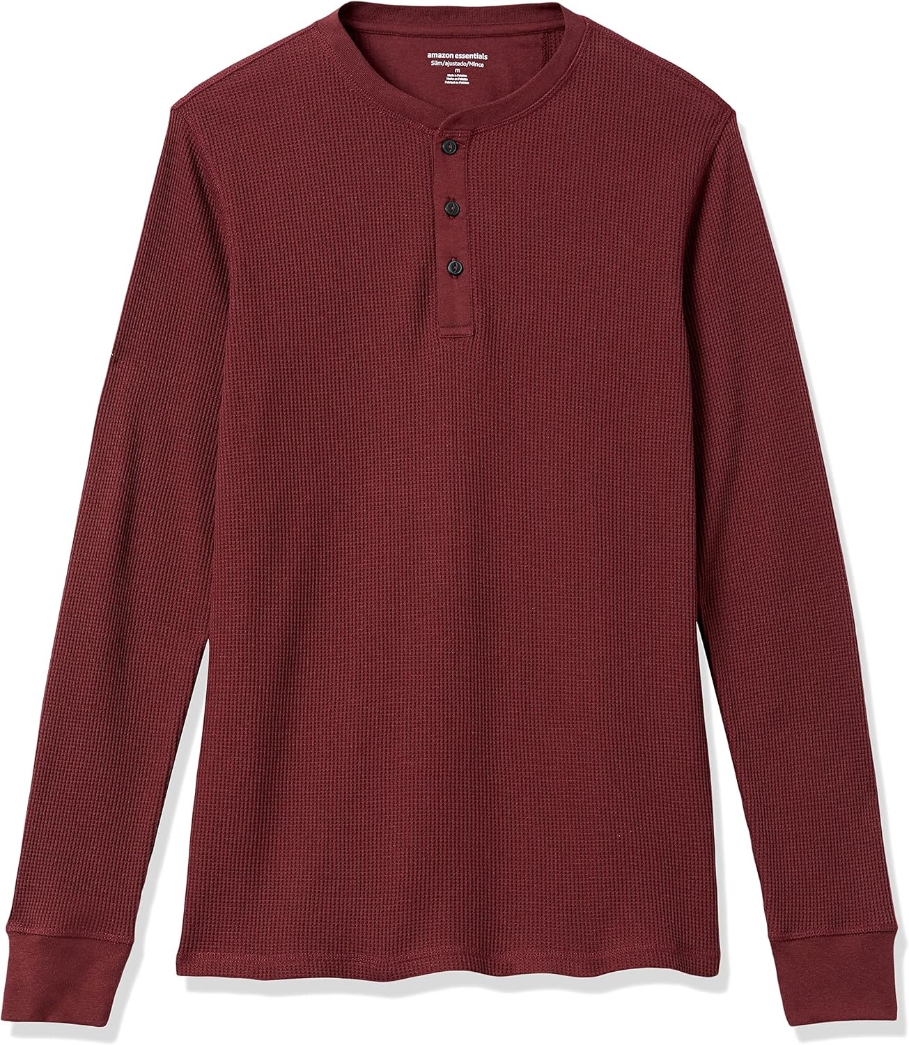 image:imageAmazon Essentials Mens Long Sleeve Waffle Henley ShirtBurgundy