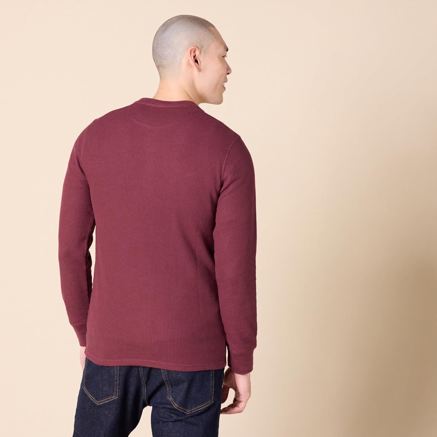 image:imageAmazon Essentials Mens Long Sleeve Waffle Henley ShirtBurgundy