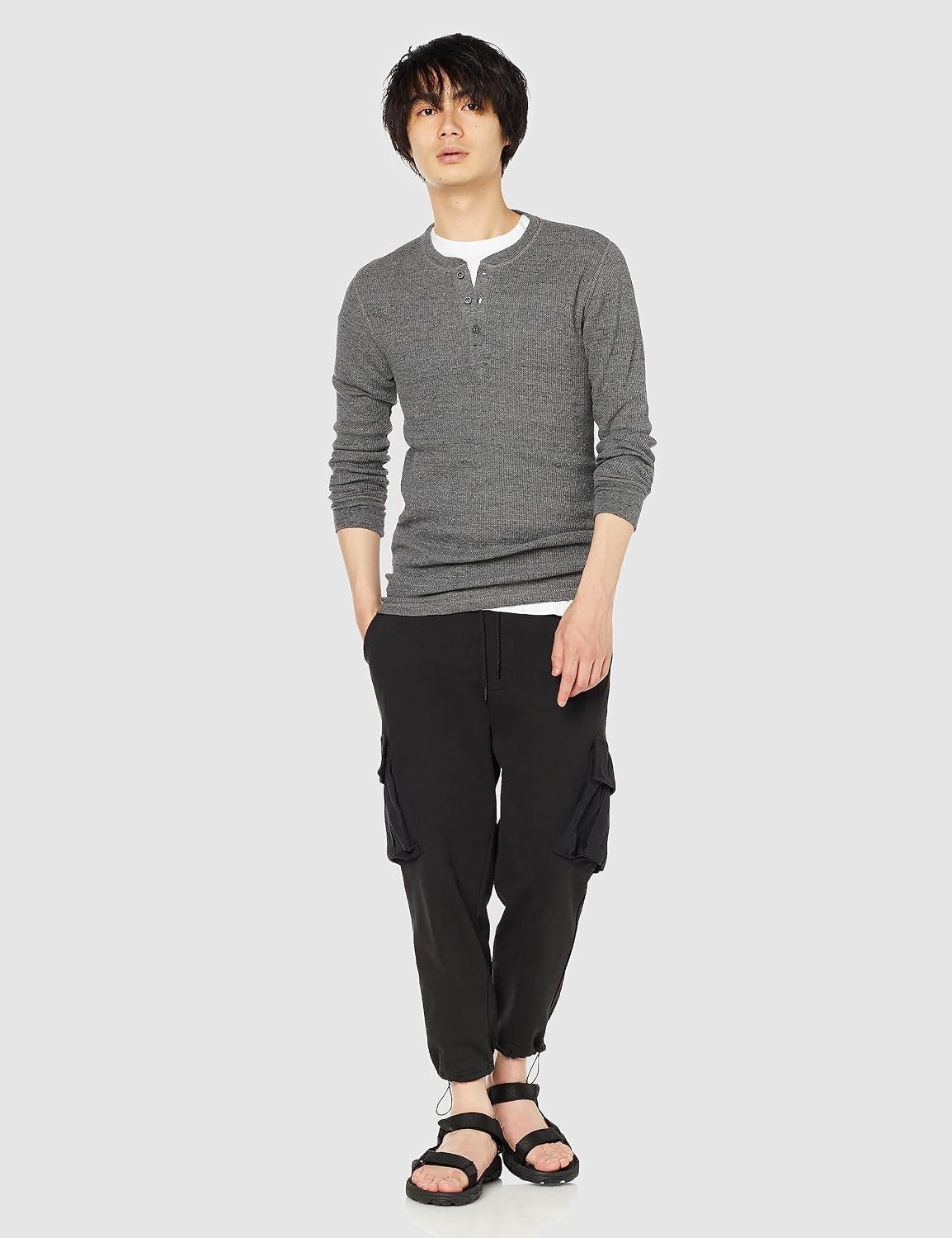 image:imageAmazon Essentials Mens Long Sleeve Waffle Henley ShirtCharcoal