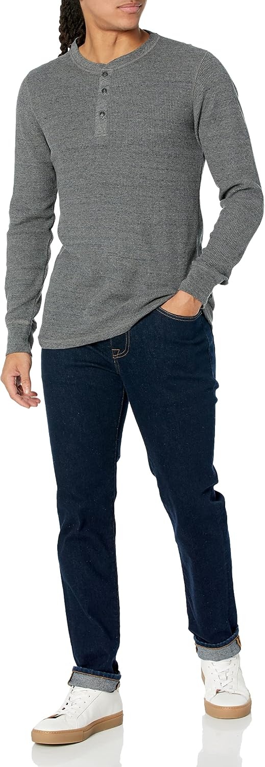 image:imageAmazon Essentials Mens Long Sleeve Waffle Henley ShirtCharcoal