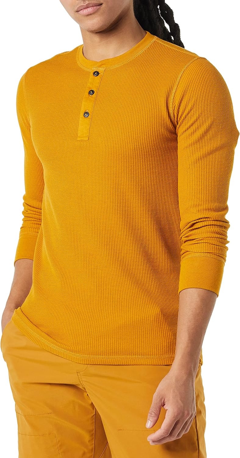image:imageAmazon Essentials Mens Long Sleeve Waffle Henley ShirtGold