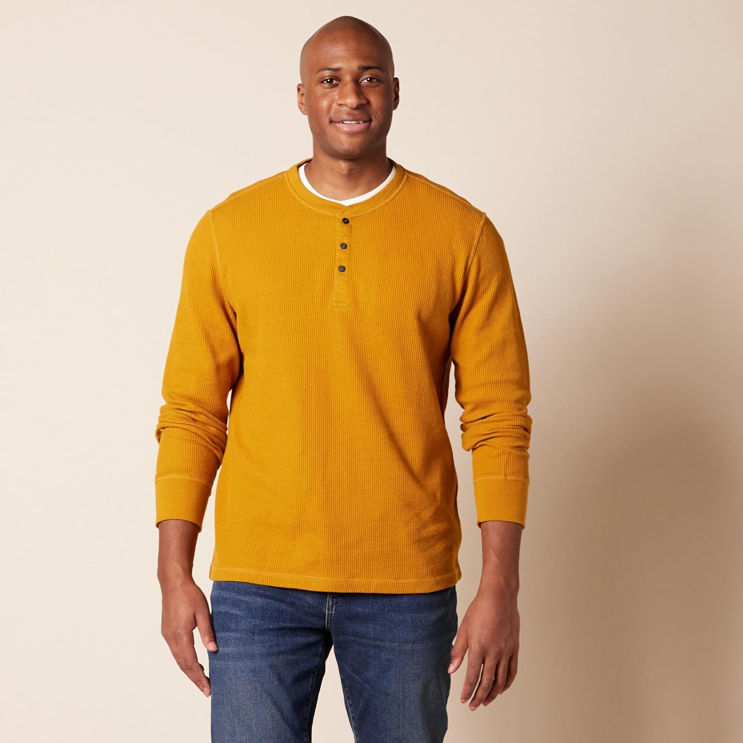 image:imageAmazon Essentials Mens Long Sleeve Waffle Henley ShirtGold