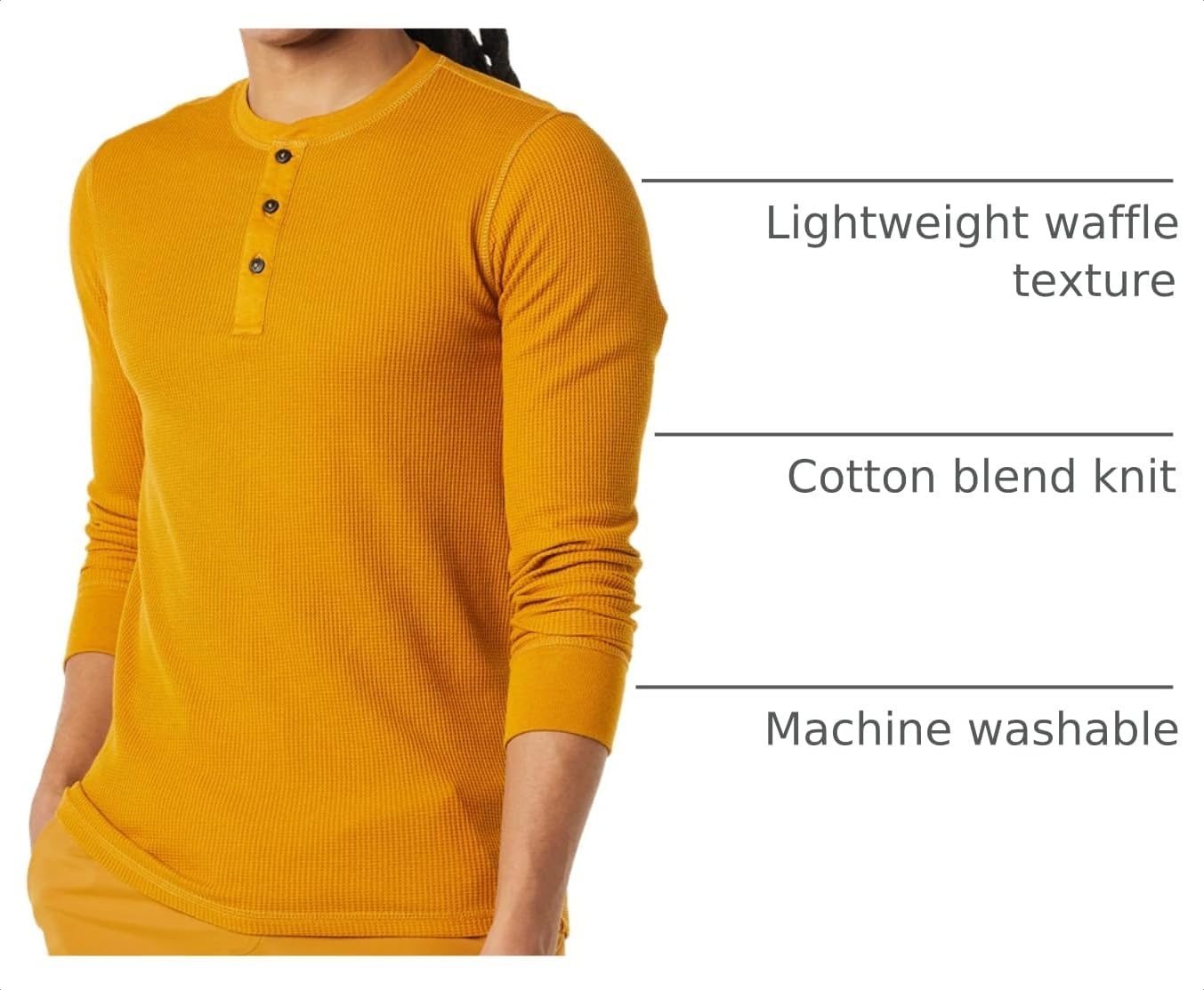 image:imageAmazon Essentials Mens Long Sleeve Waffle Henley ShirtGold