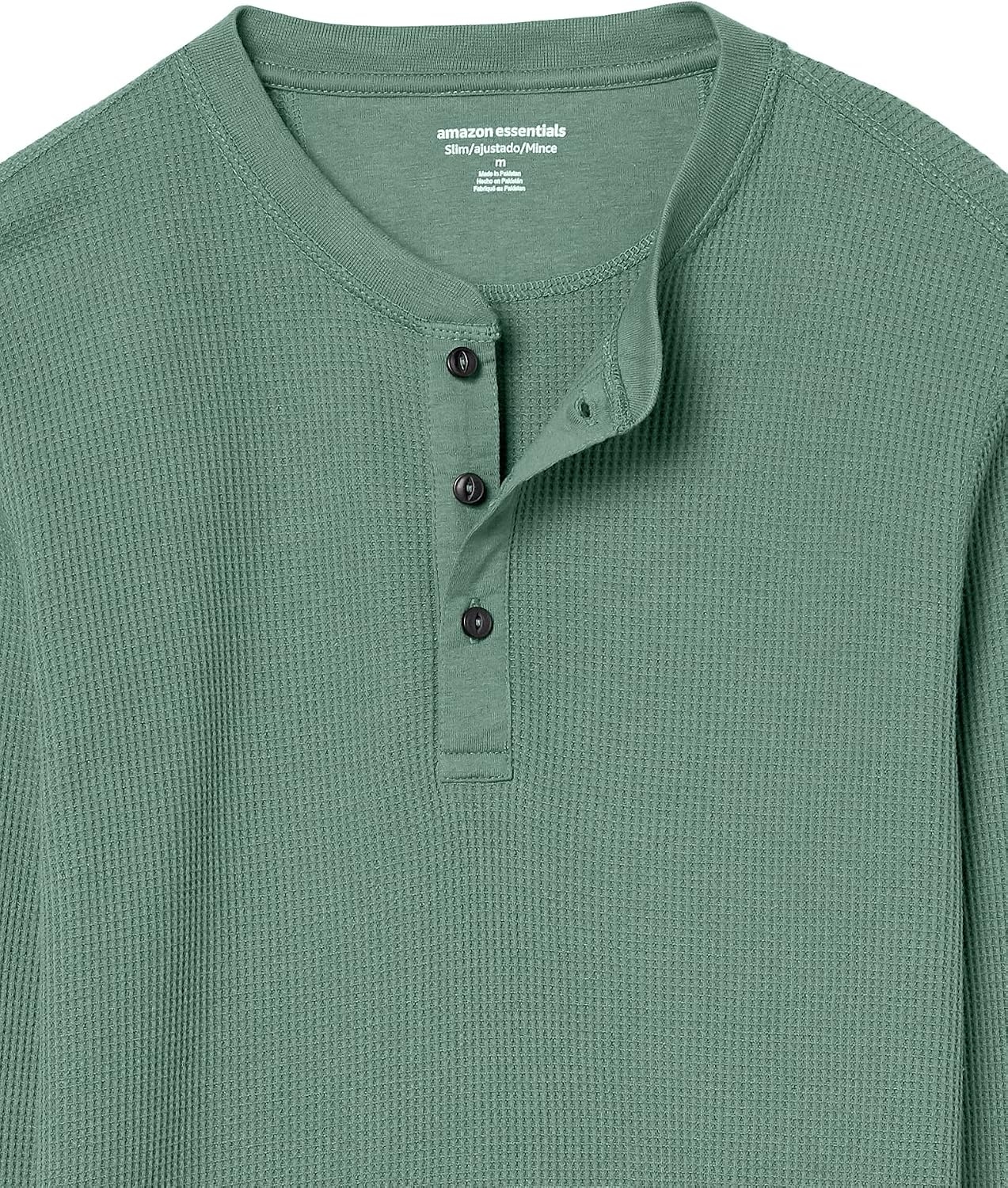 image:imageAmazon Essentials Mens Long Sleeve Waffle Henley ShirtGreen
