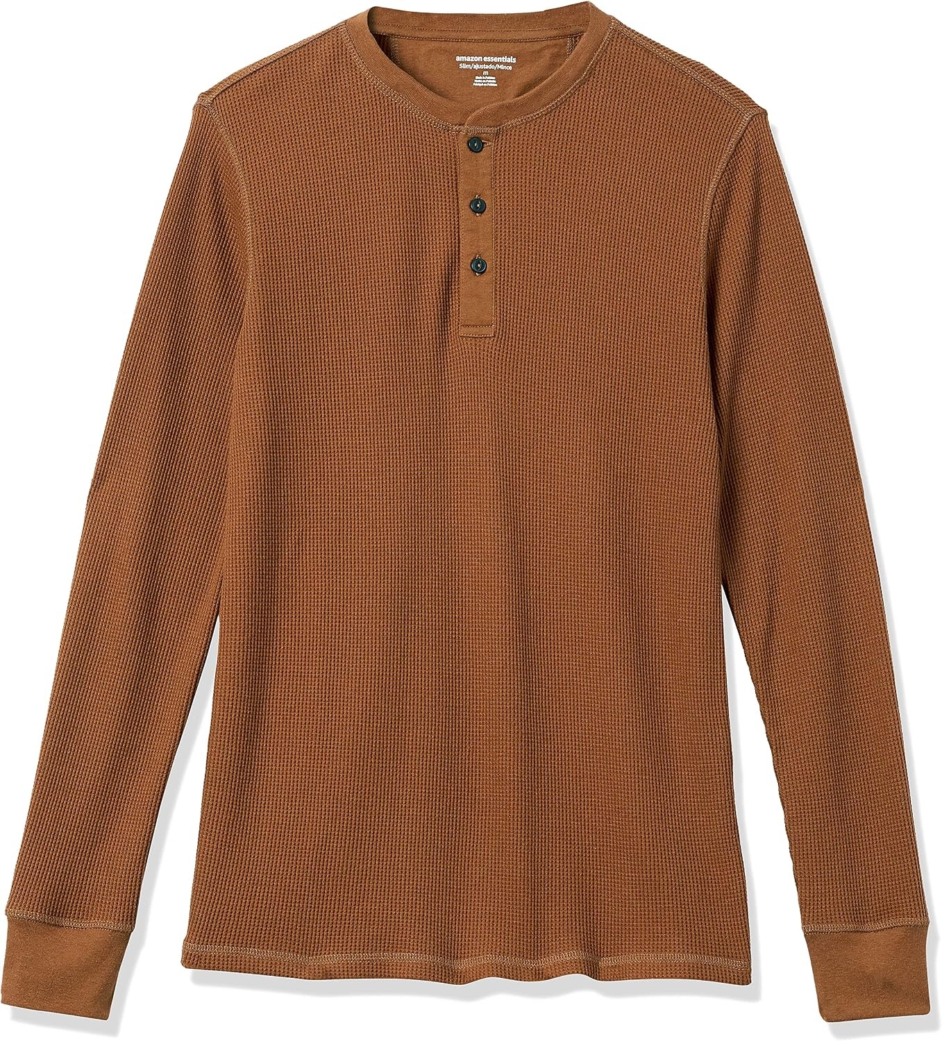 image:imageAmazon Essentials Mens Long Sleeve Waffle Henley ShirtLight Brown